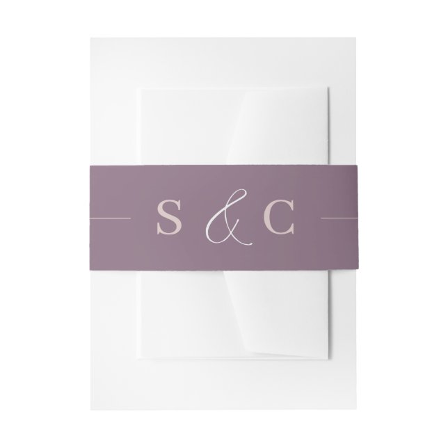 Bandeau De Faire-part Monogramme moderne Plum profond et Mariage rose (Devant example)