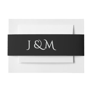 Bandeau De Faire-part Monogramme noir et blanc Mariage minimal et chic