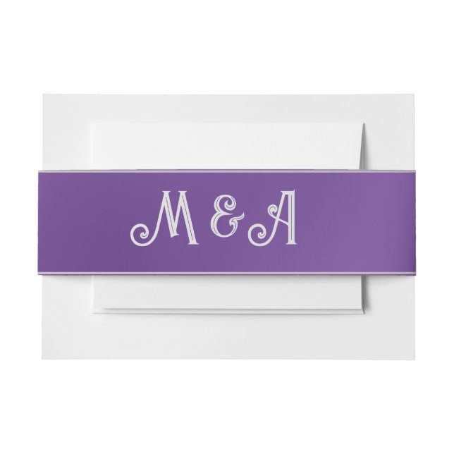 Bandeau De Faire-part Monogramme Ombre violet simple (Devant Example)
