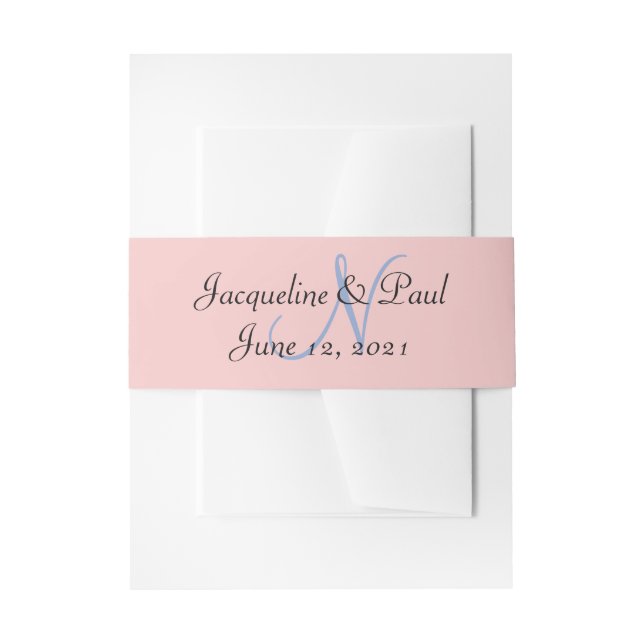 Bandeau De Faire-part Monogramme Pastels Rose et Bleu (Devant example)
