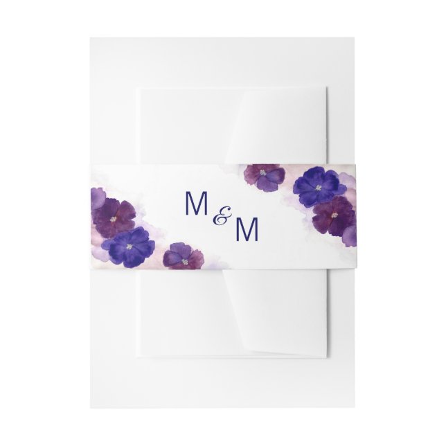 Bandeau De Faire-part Monogramme personnalisé Floral Purple Plum Mariage (Devant example)