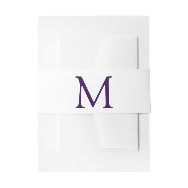Bandeau De Faire-part Monogramme pourpre et blanc simple (Devant example)