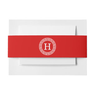 Bandeau De Faire-part Monogramme principal grec blanc rouge d'initiale