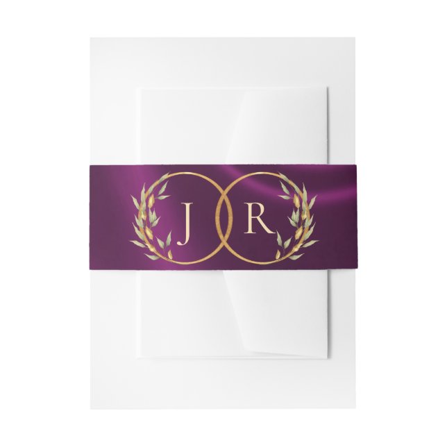 Bandeau De Faire-part Monogramme & Ruban - Prune (Devant example)