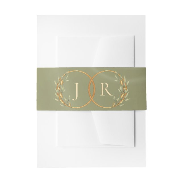 Bandeau De Faire-part Monogramme & Ruban - Sauge (Devant example)