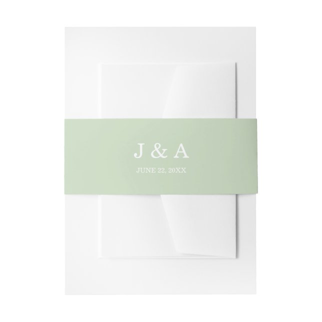 Bandeau De Faire-part Monogramme rustique vert solide Mariage personnali (Devant example)