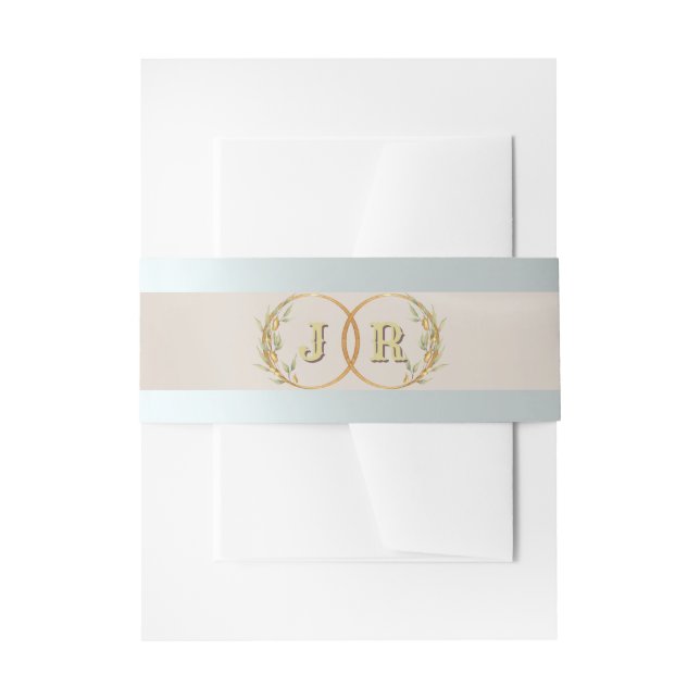 Bandeau De Faire-part Monogramme sur ruban - Crème (Devant example)
