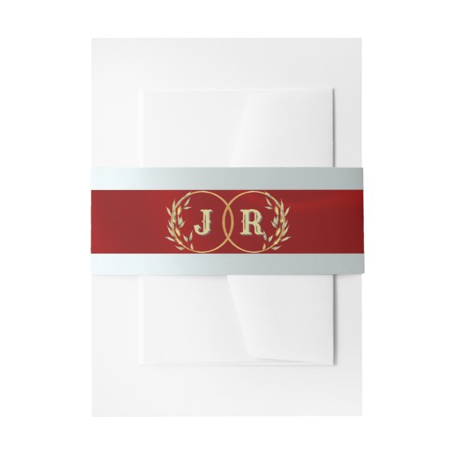 Bandeau De Faire-part Monogramme sur ruban - Rouge (Devant example)