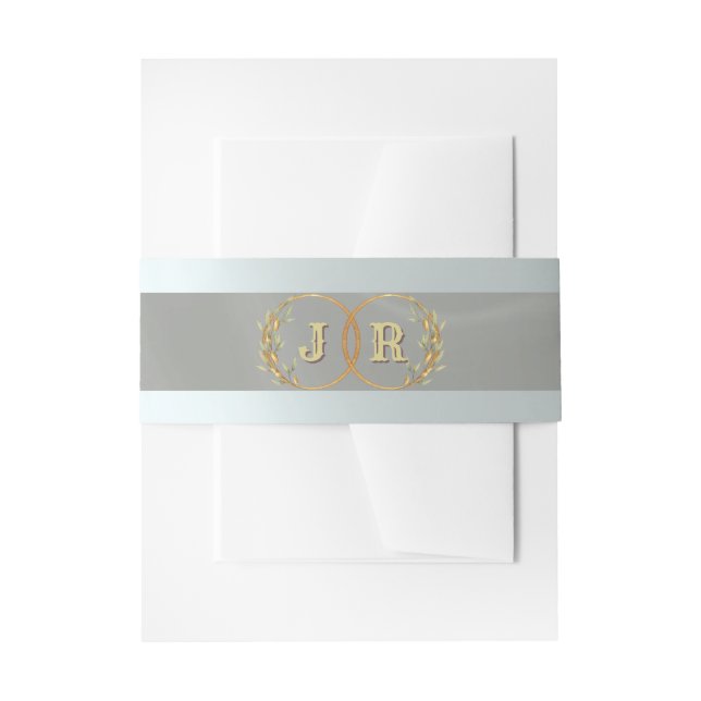 Bandeau De Faire-part Monogramme sur ruban - Sauge (Devant example)