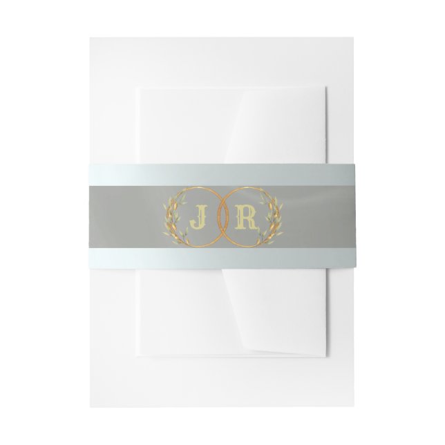 Bandeau De Faire-part Monogramme sur ruban - Sauge (Devant example)