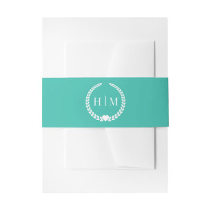 Bandeau De Faire-part Monogramme Turquoise Bleu Vert Minimaliste Simple