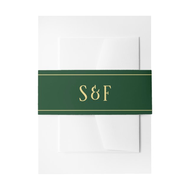 Bandeau De Faire-part Monogramme vert et or (Devant example)