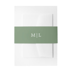 Bandeau De Faire-part Monogramme vert Mariage simple couleur solide