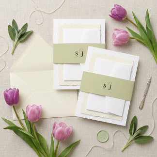 Bandeau De Faire-part Monogramme vert sauge minimaliste et chic