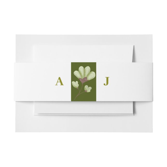 Bandeau De Faire-part Monogramme vert simple Faire-part de mariage flora (Devant Example)