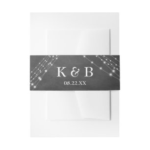 Bandeau De Faire-part Monogrammes Initiales Date Tableau de bord et cord