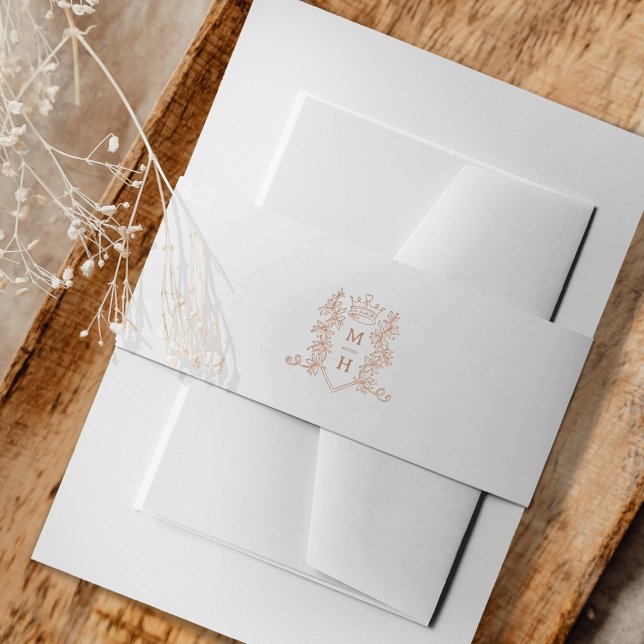 Bandeau De Faire-part Monographie de couronne de coeur rose or et mariag (Créateur téléchargé)