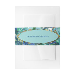 Bandeau De Faire-part Monstera bleu turquoise Feuilles et papillons