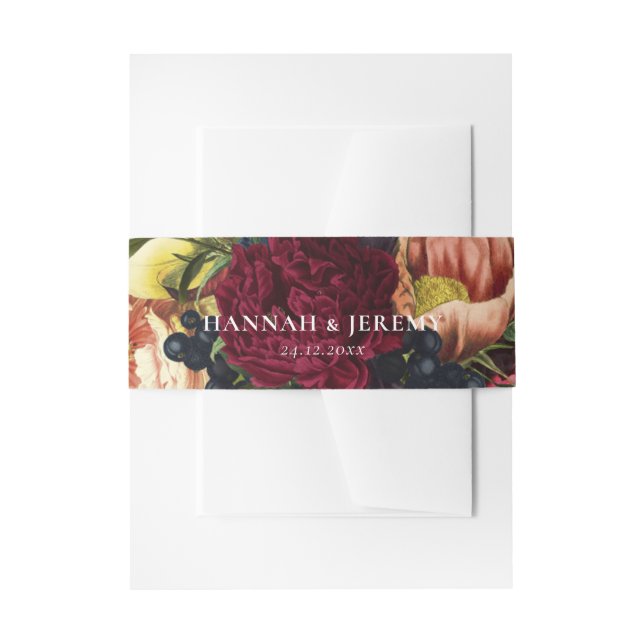Bandeau De Faire-part Moody Bourgogne Mariage de fleurs hivernales (Devant example)
