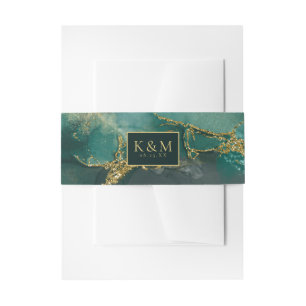 Bandeau De Faire-part Moody Ink Emerald Gold ID Abstrait988
