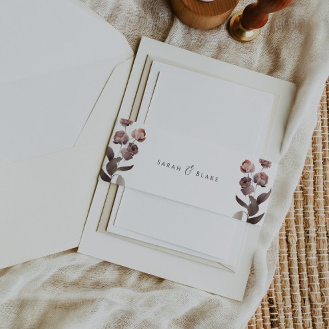 Bandeau De Faire-part Moody Purple Floral Wedding Inviter Belly Band (Créateur téléchargé)