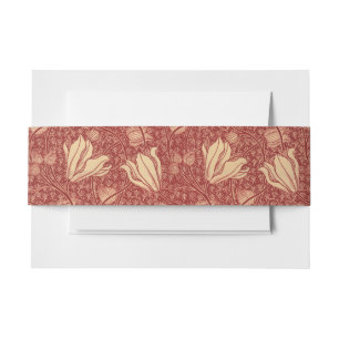 Bandeau De Faire-part Morris Inspiré Lily Flower Botanique Rouge Textile