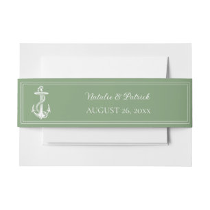 Bandeau De Faire-part Moss Green Ancre nautique Invitation Bande de vent