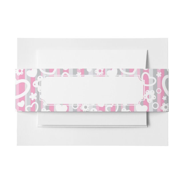 Bandeau De Faire-part Motif avec des coeurs et des fleurs (Devant Example)