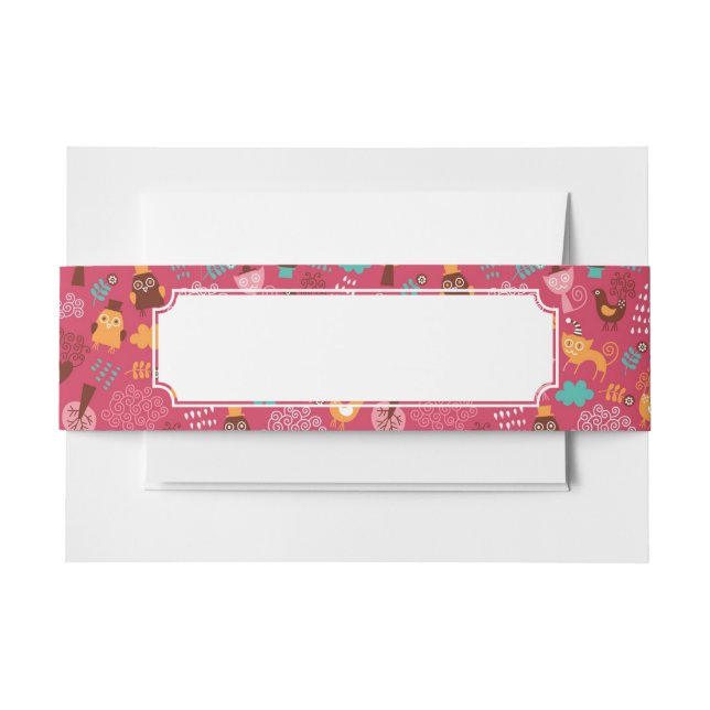 Bandeau De Faire-part Motif avec les oiseaux et les chats mignons (Devant Example)