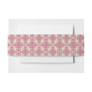 Bandeau De Faire-part Motif damassé floral de style victorien chic rose