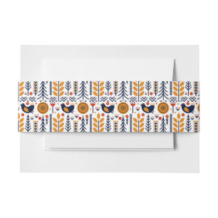 Bandeau De Faire-part Motif d'art populaire d'oiseau d'automne