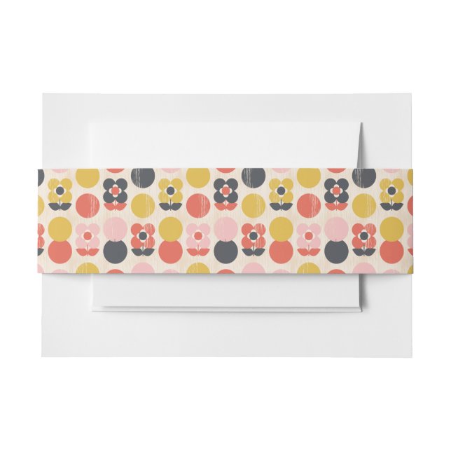 Bandeau De Faire-part Motif de fleur moderne de la moitié du siècle (Devant Example)