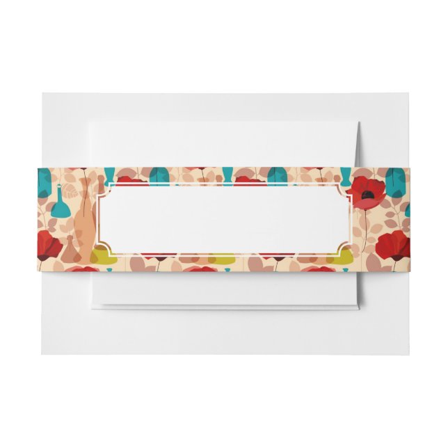 Bandeau De Faire-part Motif de fleurs, de vases et de bouteilles (Devant Example)
