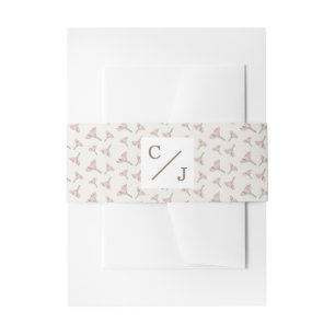Bandeau De Faire-part Motif de monogramme de fleur sauvage rose pâle élé