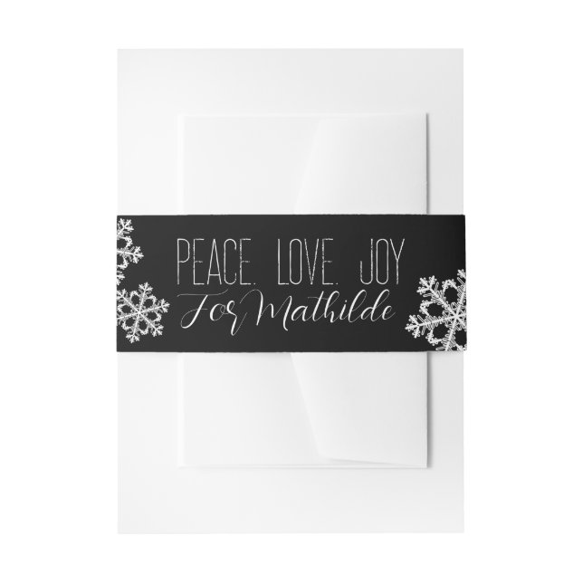 Bandeau De Faire-part Motif de Noël Monochrome Snowflake avec script (Devant example)