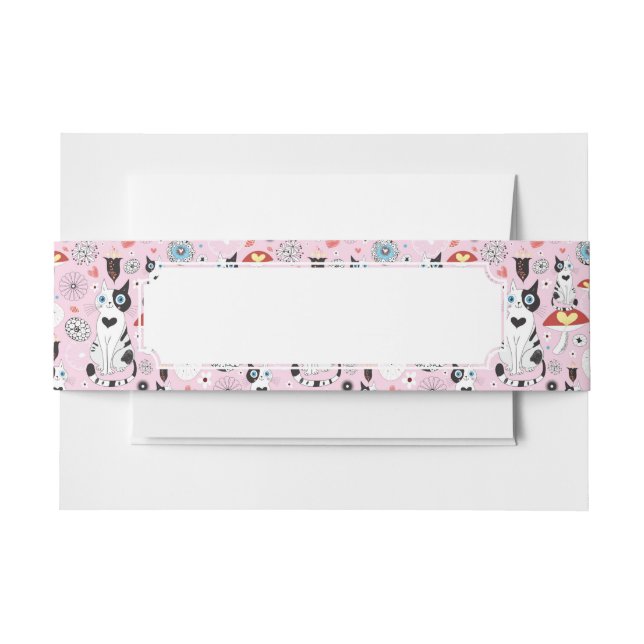 Bandeau De Faire-part motif des chats et des fleurs (Devant Example)