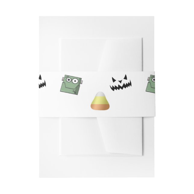 Bandeau De Faire-part Motif d'Halloween en blanc (Devant example)