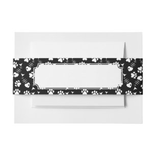 Bandeau De Faire-part motif d'impression de chat d'os de poissons