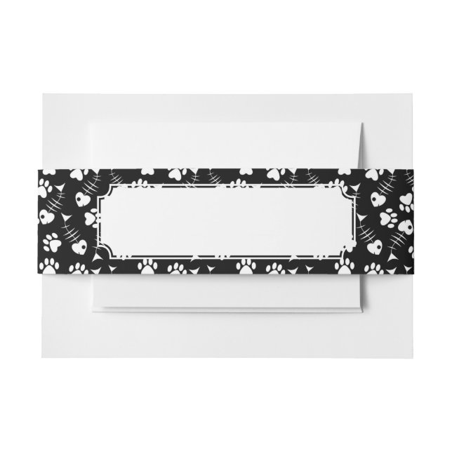 Bandeau De Faire-part motif d'impression de chat d'os de poissons (Devant Example)