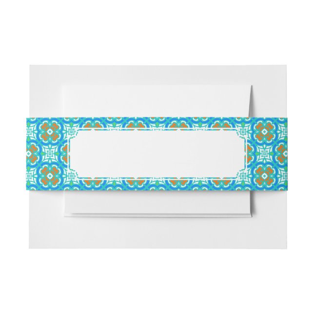 Bandeau De Faire-part Motif ethnique turquoise (Devant Example)