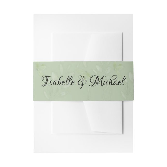 Bandeau De Faire-part Motif feuille verte Sage avec noms (Devant example)