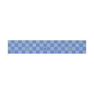 Bandeau De Faire-part Motif Fleur à Carreaux N° 01 - Bleu Clair