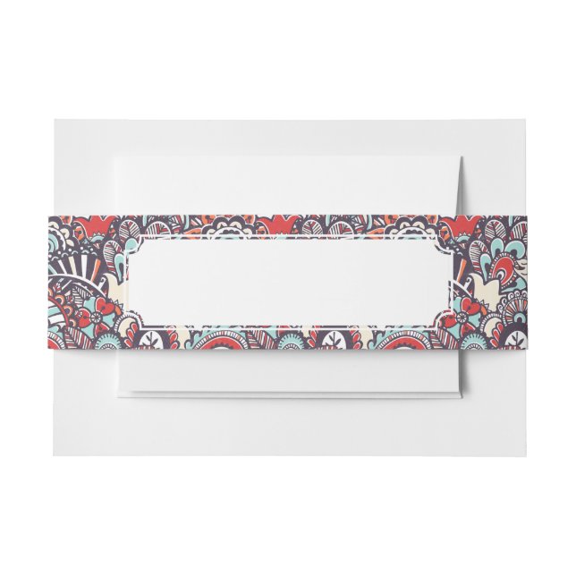 Bandeau De Faire-part Motif floral de griffonnage de Paisley (Devant Example)