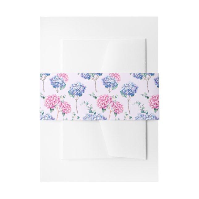 Bandeau De Faire-part Motif floral d'hortensias roses et bleus (Devant example)