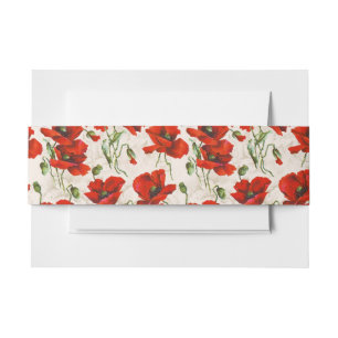 Bandeau De Faire-part Motif floral vintage rouge coquelicot Art botaniqu
