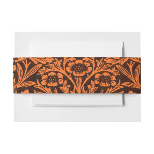 Bandeau De Faire-part Motif noir orange brûlé vintage William Morris