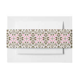 Bandeau De Faire-part motif rose et marron sur un arrière - plan blanc