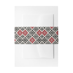 Bandeau De Faire-part Motif rouge noir blanc géométrique folk