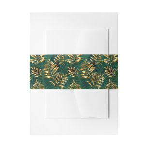 Bandeau De Faire-part Motif sans couture avec des fougères dorées