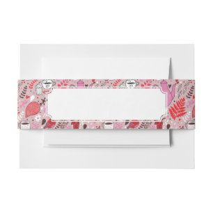 Bandeau De Faire-part Motif savoureux avec des oiseaux et des fleurs